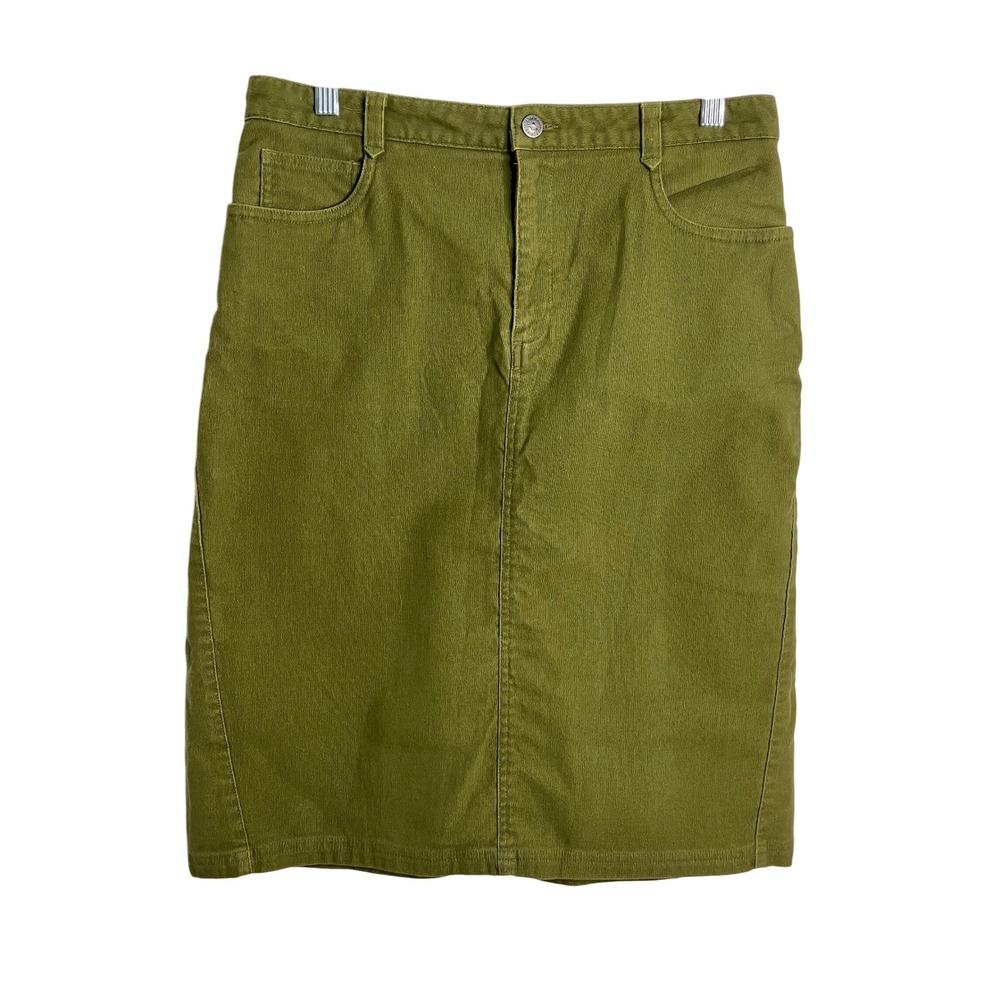 Patagonia Organic Cotton Midi Pencil Skirt Boho Preppy Olive Green Size 10‎